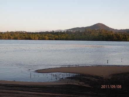 Fractionated protein from algal bloom floats into the Johnstone River on the early morning tide