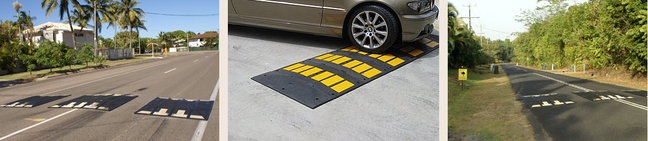 Rubber speed humps are  quick, easy and inespensive to install