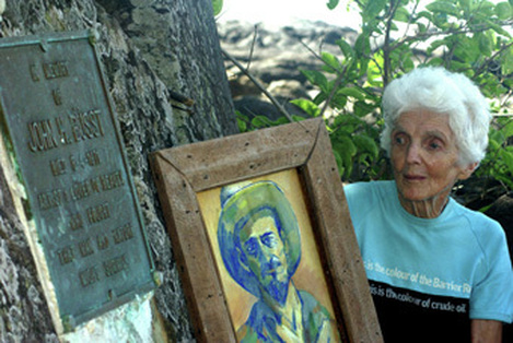 Margaret Thorsborne conservationist with self portrait of John Busst