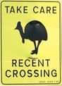 cassowary recent crossing sign